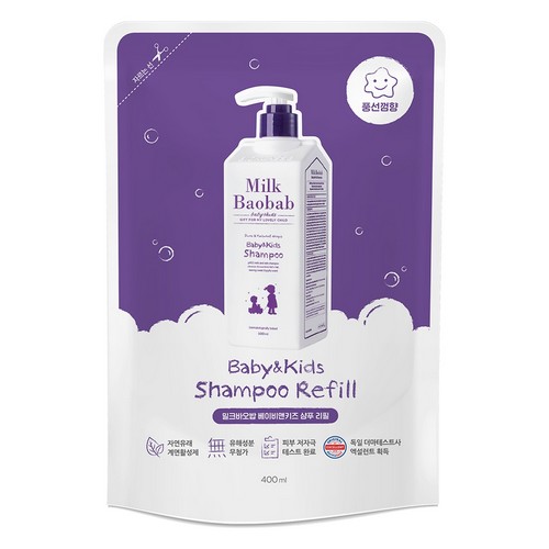 밀크바오밥 베이비 앤 키즈 샴푸 리필 400ml (2개)_이미지
