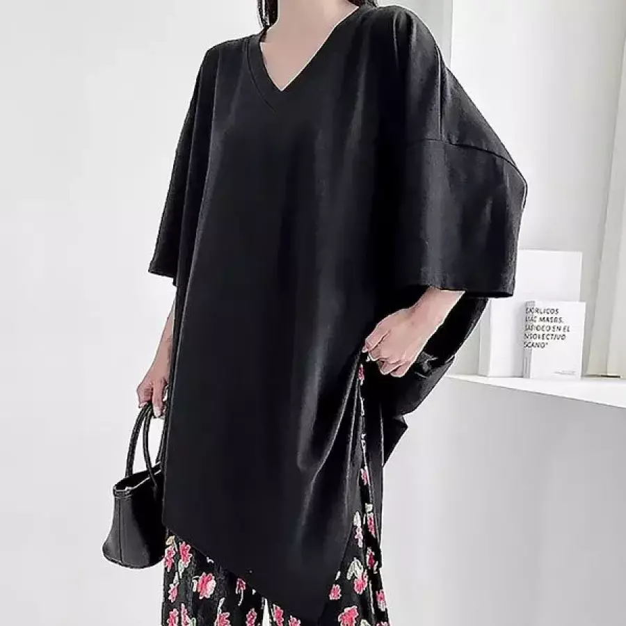 아이우먼 오버롱브이사선티셔츠 BHY272M607 빅사이즈
