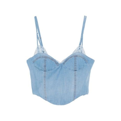  에르마노설비노 탑 D482L374APUEC 73933 BLUE WHITE