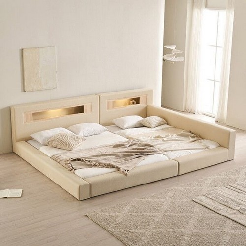 삼익가구 포레티 편백나무 LED 밸런스형 가죽 패밀리침대 SS+Q (파워본넬)_이미지