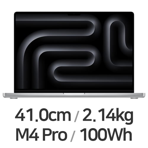APPLE 맥북프로16 M4프로 14코어 CPU, 20코어 GPU 실버 (영문자판, 램24GB, SSD 512GB)