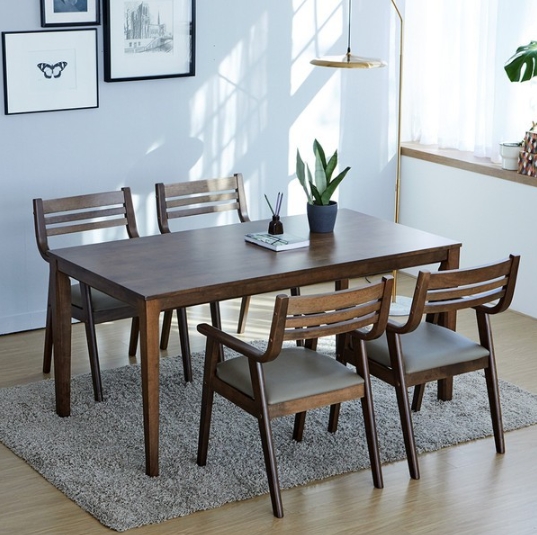 베스트리빙 루마니아 마티나 와이드 원목 식탁 1600 (의자4개)_이미지