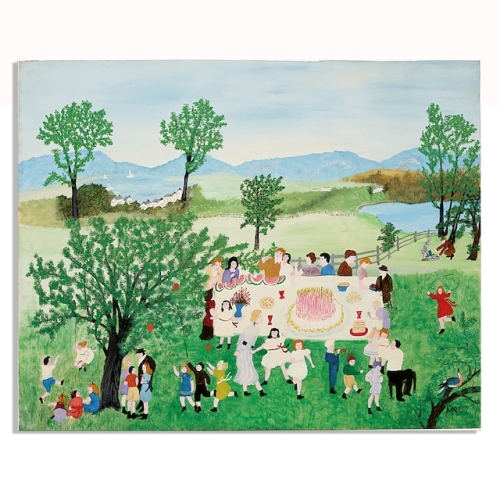 세잔느화실 그랜드마 모지스 명화 캔버스 그림액자 8세트 생일케이크 26x21cm_이미지