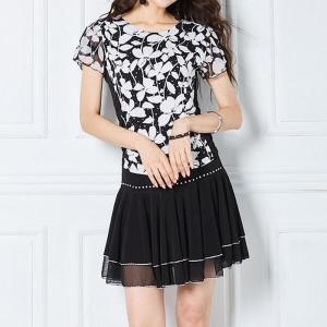 기타 까르죠아캡소매 플라워 블라우스 여자라인댄스복 여성 줌바 41245474_이미지