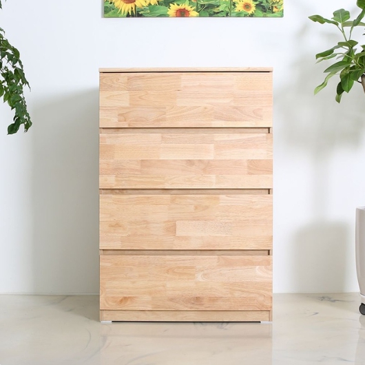 미르 고무나무원목 광폭 4단 서랍장 800