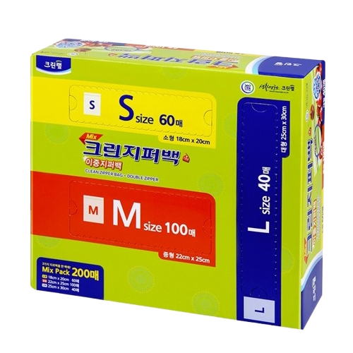 크린랲 이중지퍼백 믹스팬(소+중+대) 200매 (1개(200매))_이미지