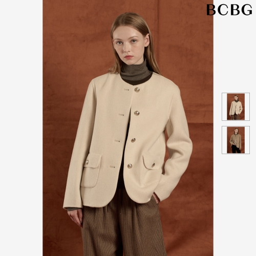 BCBG 아이보리 라운드넥 핸드메이드 자켓 B5W9J10913