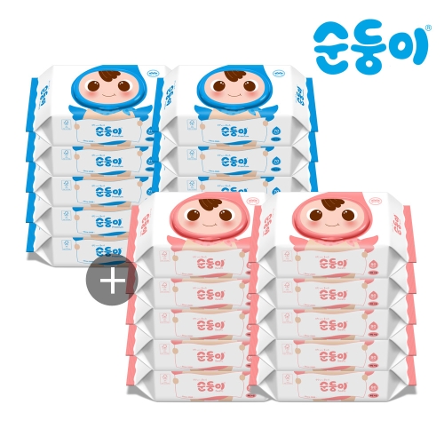 순둥이 프리미엄 무향 플레인 물티슈 캡형 70매 + 베이직 무향 물티슈 캡형 80매