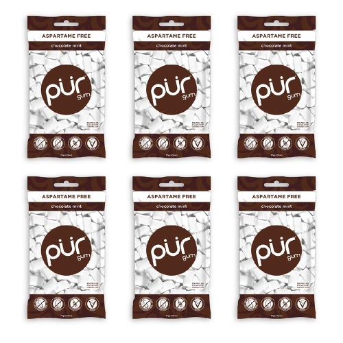 PUR 퍼 껌 55입 6팩 초콜릿 민트 맛 츄잉껌 100 Xylitol Chewing Gum Chocolate Mint S..