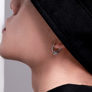 스마트보이 P1311w실버925 순은 코팅 실린더 렐릭 파츠 링 피어싱 남자 여자 귀걸이