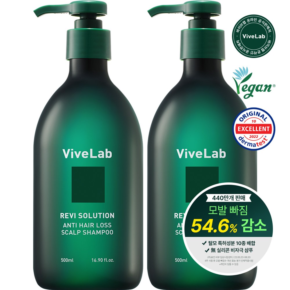 바이브랩 리바이 솔루션 안티 헤어 로스 스칼프 샴푸 500ml (2개)
