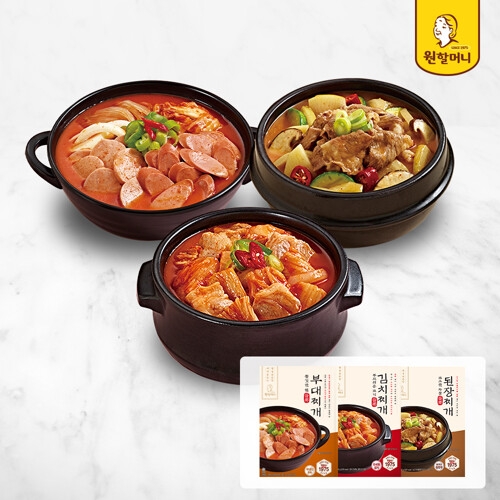 찌개3종 맛보기 3팩세트 김치찌개 1팩+부대찌개1팩+된장찌개 1팩