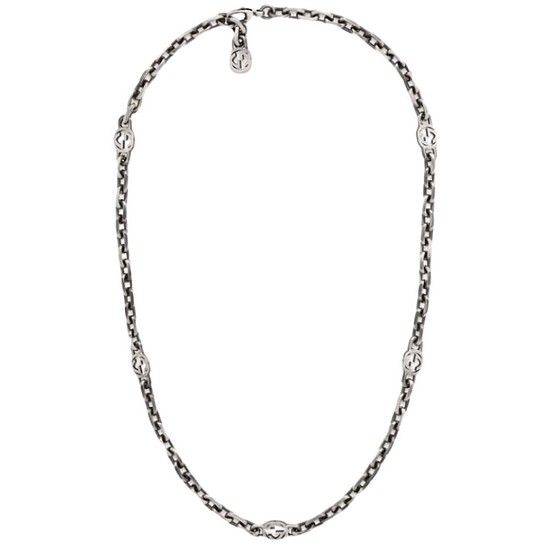 구찌 인터로킹 G 디테일의 실버 목걸이 616941 J8400 0811