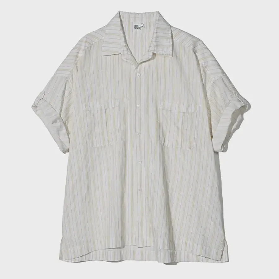 파르티멘토 Alternate Stripe Roll Up Half Shirts Ivory 3263650