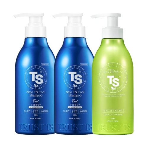  뉴TS 쿨샴푸 500g 2개+올리브 TS 트리트먼트 500ml 3종세트