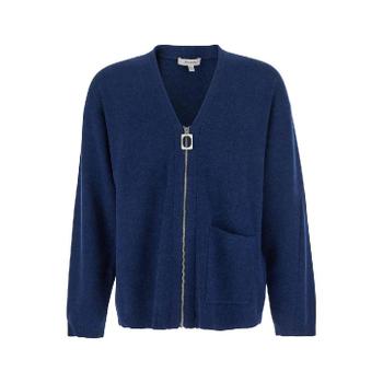 제이더블유앤더슨 Blue Cardigan with V Neck and and Front Zip Closure in Wool Blend Ma..
