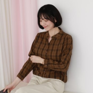 디엠 허리끈 체크 셔츠 KSH101_이미지