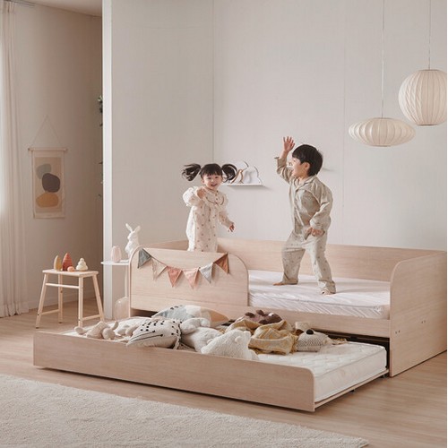 장인가구 뉴피터 저상형 슬라이딩 2단침대 SS (낮은포켓+라텍스탑포켓)_이미지