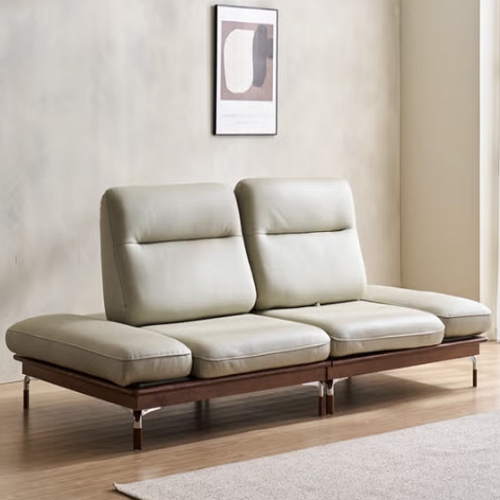 디에르 위노 원목 스윙 천연통가죽 소파 3인용