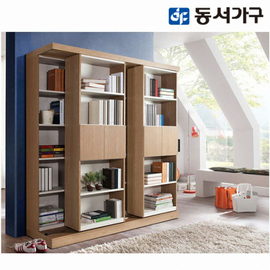 동서가구 DF905386 비앙카 슬라이딩 도어형 이중책장 1800_이미지