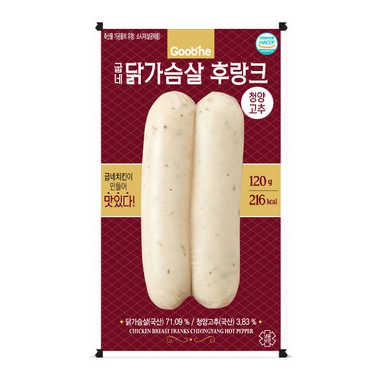 지앤건강생활 굽네 닭가슴살 후랑크 청양고추 120g (50개)