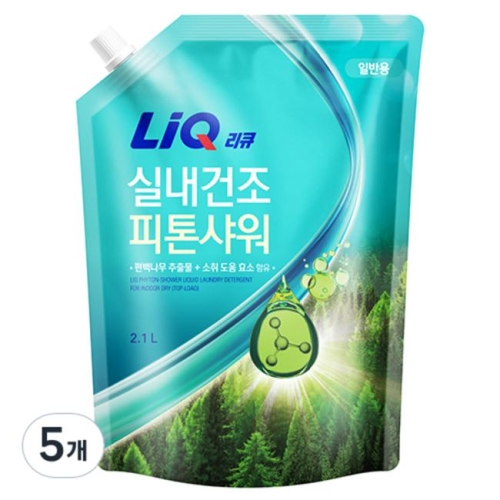 리큐 실내건조 피톤샤워 일반용 리필 2.1L (5개)_이미지