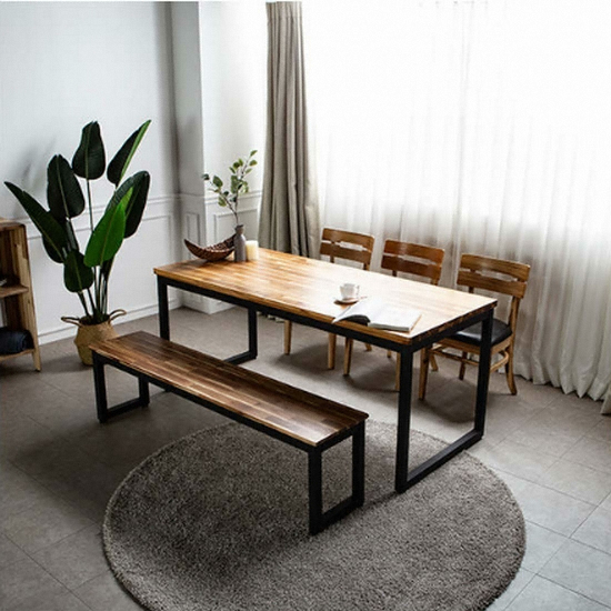 라미에스 키첸 아카시아 원목 식탁 1700 (의자3개+벤치1개)_이미지