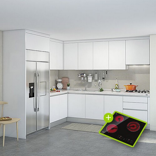 한샘 프리모LITE SS ㄱ자 냉장고장형+전기쿡탑 (~6.5m)