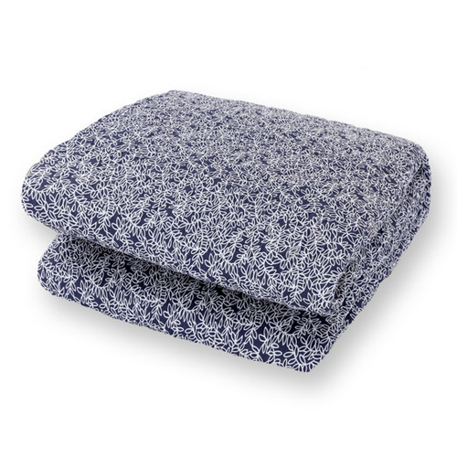 우정플러스 나뭇잎 네이비 전기요 (더블, 135x180cm)_이미지