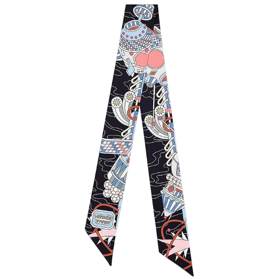 에르메스 오디세이 실크 트윌리 스카프 H063707S (03, 블랙)_이미지