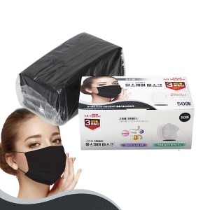 덴탈 일회용마스크 대형블랙 50매 +패션1매