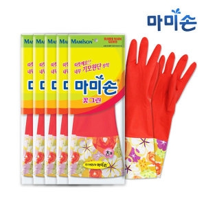 마미손 꽃그린 기모 고무장갑 (대) (5켤레)_이미지