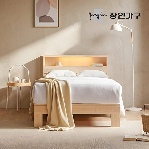 온숨 편백나무 통원목 헤드형 H300 LED침대 SS