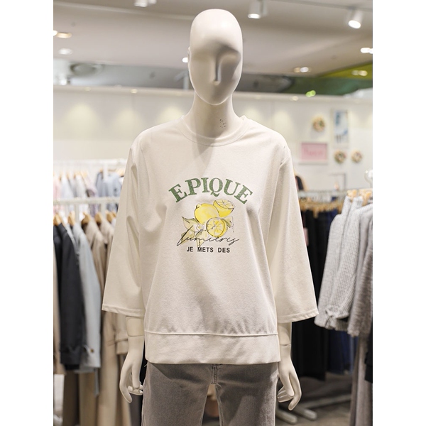 숲(SOUP) 7부 프린트 맨투맨 티셔츠 SA6ST83_이미지