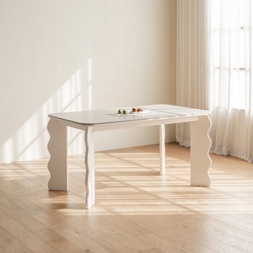 레트로하우스 웨이비 원목 사각 세라믹 테이블 1400 (의자별도)