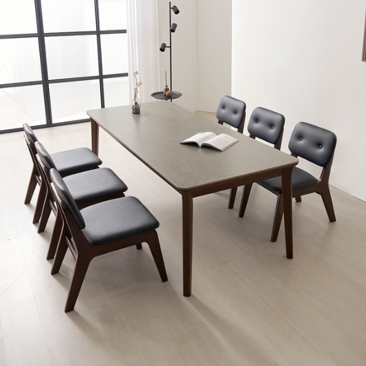 라로퍼니처 롤랑 포세린 통세라믹 낮은 식탁 1900 (의자6개)_이미지