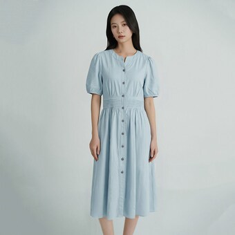 샤틴 핀턱 플레어 <b>원피스</b> O262T675