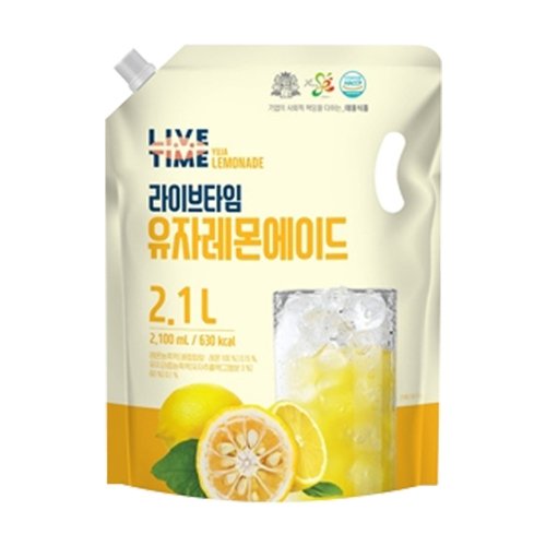 태웅식품 라이브타임 유자레몬에이드 2.1L (2개)
