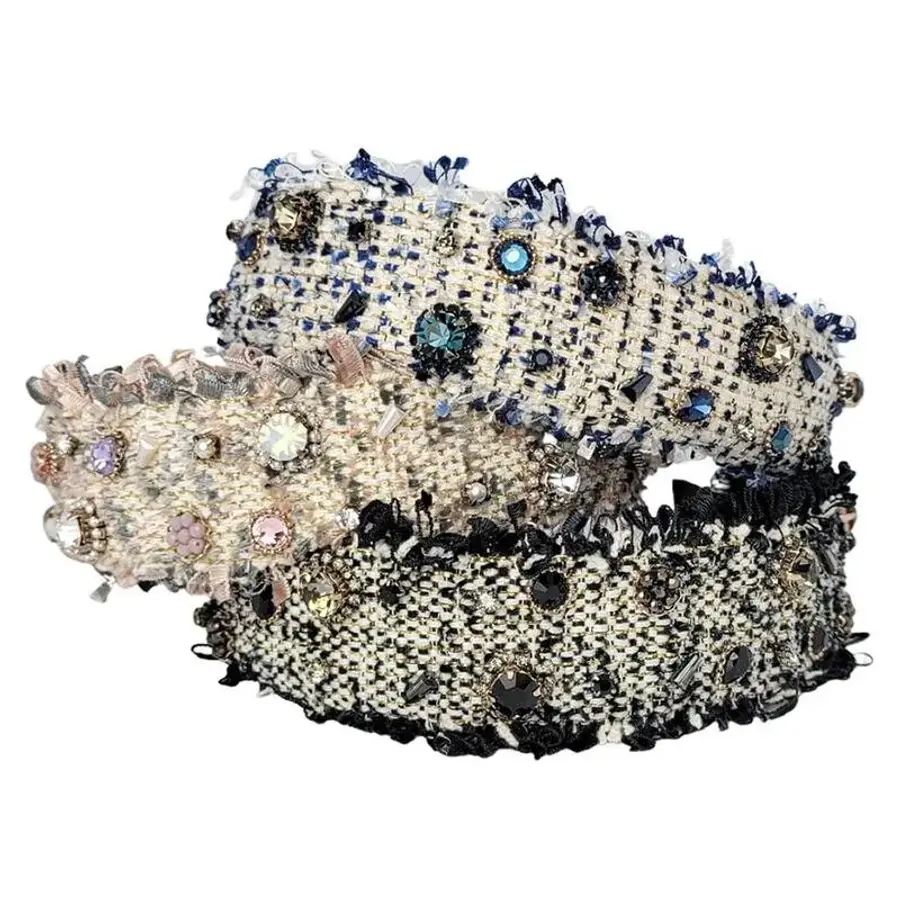 카루치 핸드메이드 컬러 트위드 럭셔리 넓은 머리띠 HB32a 852836