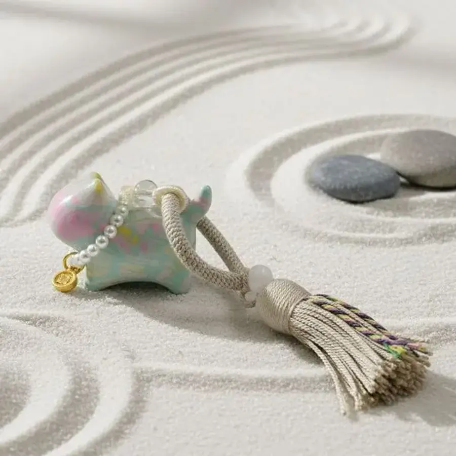 세라 믹 511KLW10 마블링 고양이 키링 베이지