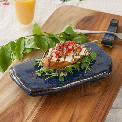 이진 돌비 그레이 직사각 돌도마 접시 1호 23cm