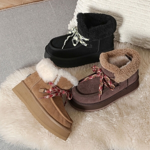 UGG 호주 EVER AU 양모 양털 여성 아너 레이스업 플랫폼 부츠 UEA3011