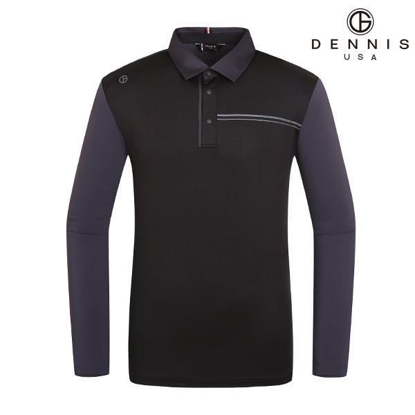  데니스골프 배색 냉감소매 긴팔카라티 NAPAMTS005
