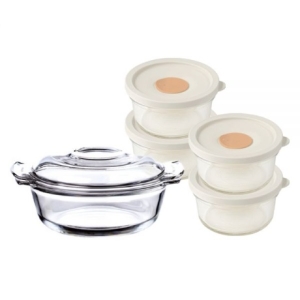 렌지쿡 코지밀크 볶음밥덮밥용 + 햇밥용기 원형 4종 세트 + 유리캡