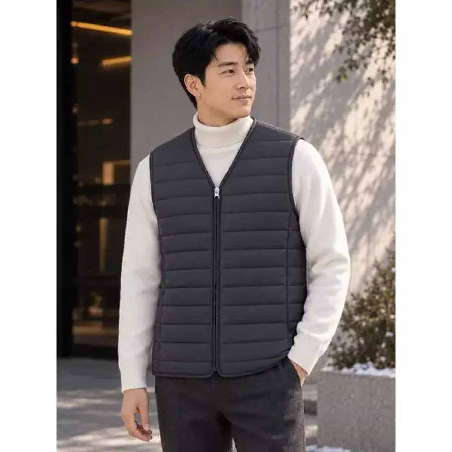 남성 경량 집업 브이넥 패딩조끼 D26V480_이미지
