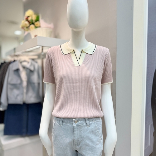 바바패션 더틸버리 배색 슬릿칼라넥 풀오버니트 MTS4M1PO521_DG