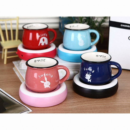 디자인에버 파스텔 USB 컵 온열스토브 워머 (레드)_이미지