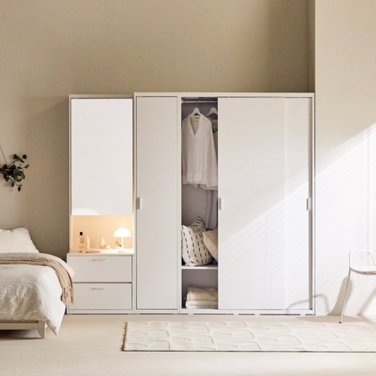 온월가구 빅 풀 슬라이딩 행거+도어옷장 1600_이미지