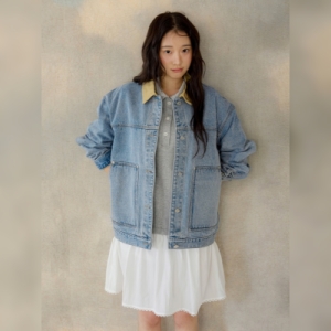 올리브데올리브 배색 카라 포켓 데님 점퍼 OE6SM257_이미지