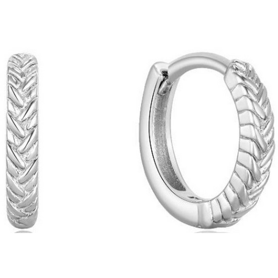 아니아하이에 로프 디테일 허기 원터치 미니 링 925 실버 로듐 도금 귀걸이 E036-03H_이미지